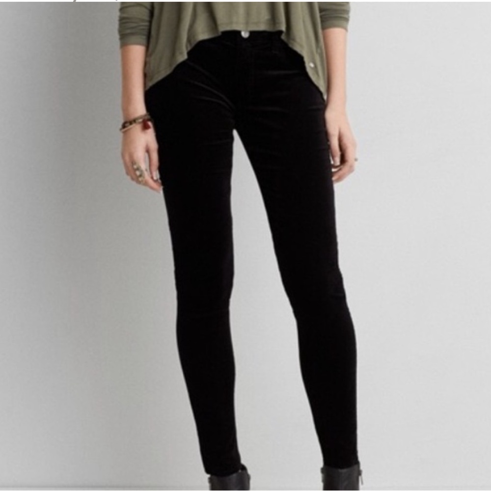 American Eagle Outfitters Black Velvet Super Stretch Jegging